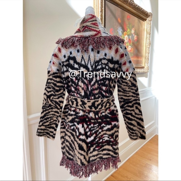 ANTHROPOLOGIE FRINGED WRAPPED CARDIGAN SWEATER JACKET COAT TOP BLACK SIZE XS NWT - Picture 12 of 16